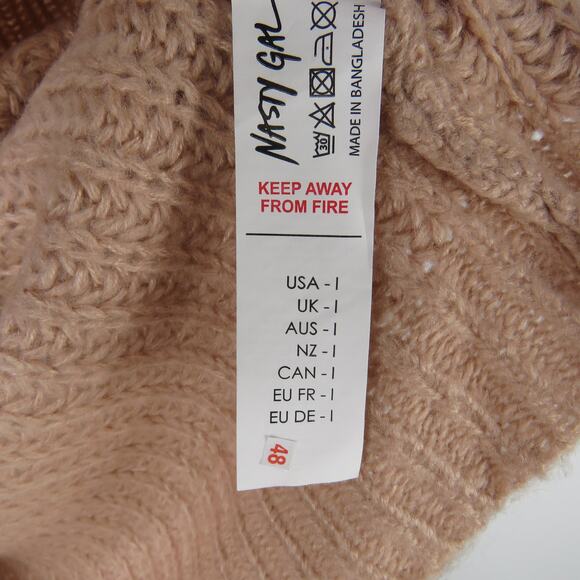 Nasty Gal Dusty Rose Pink Puff Sleeve Knit Sweater Medium - Picture 8 of 8